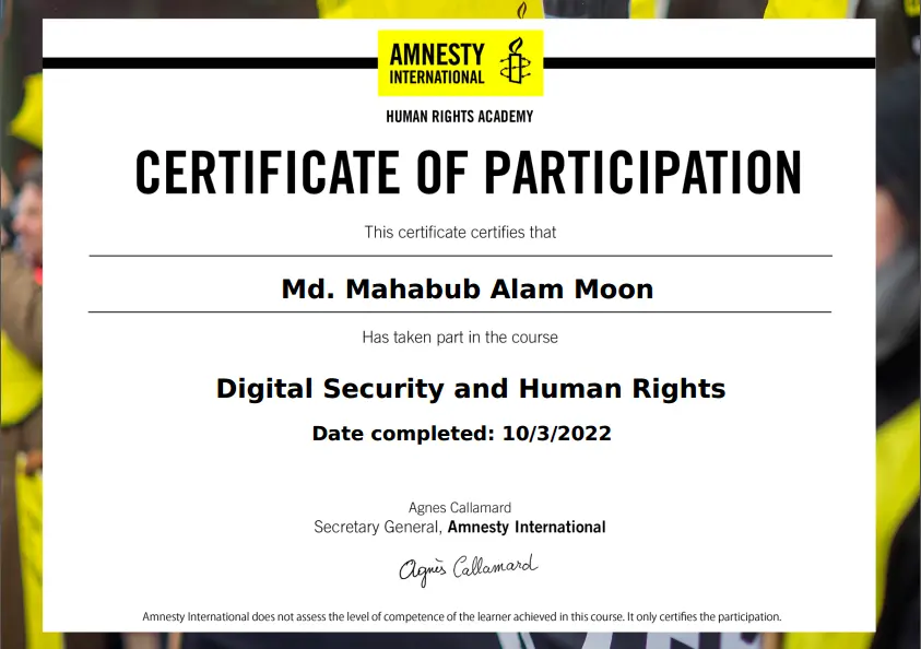 Amnesty Certificate